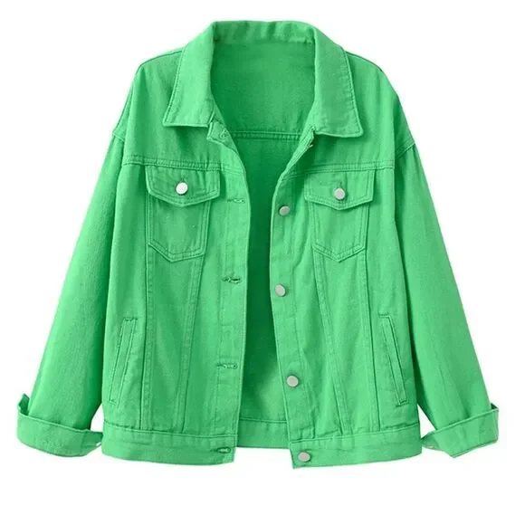 New Denim Jean Jacket, Green - Picture 1 of 3